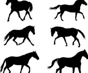 Vector horse silhouette set 01