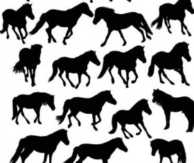 Vector horse silhouette set 02