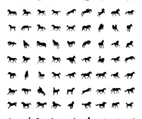 Vector horses silhouette set 02