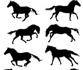 Vector horses silhouette set 03
