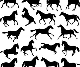 Vector horses silhouette set 04