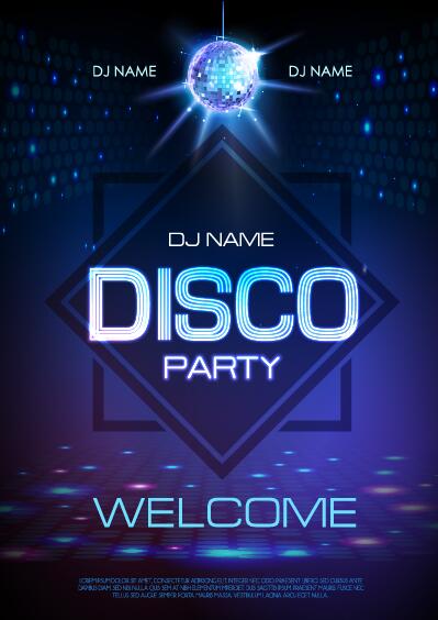 Vector night club disco party poster template 04