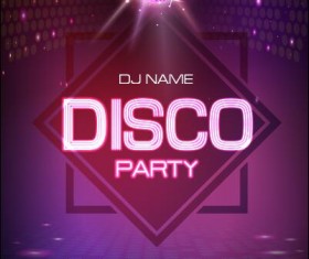 Vector night club disco party poster template 05