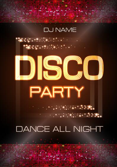 Vector night club disco party poster template 09
