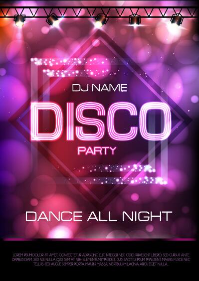 Vector night club disco party poster template 12