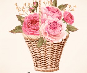 Vintage basket vector material 02