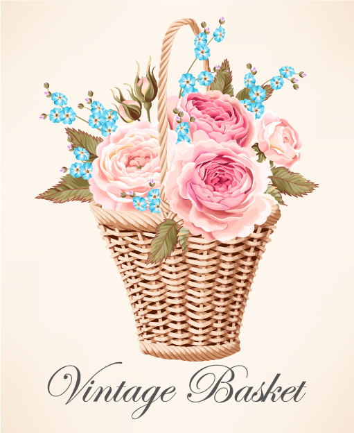Vintage basket vector material 03