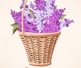 Vintage basket vector material 04