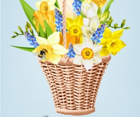 Vintage basket vector material 06