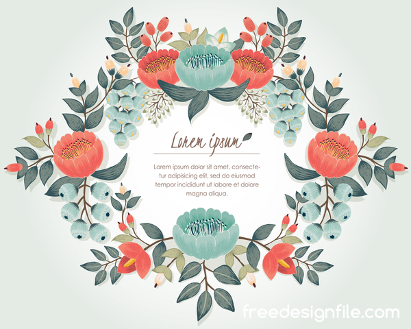 Vintage flower with greeting card for your text design vector 02