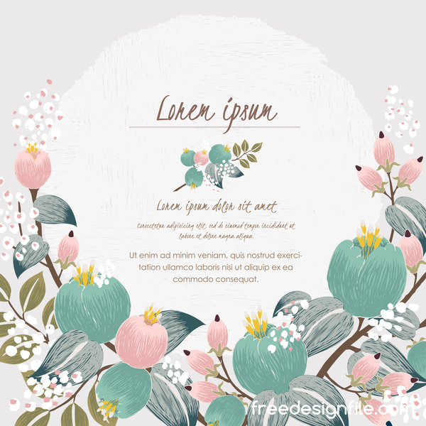 Vintage flower with greeting card for your text design vector 04