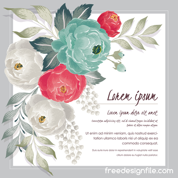 Vintage flower with greeting card for your text design vector 10