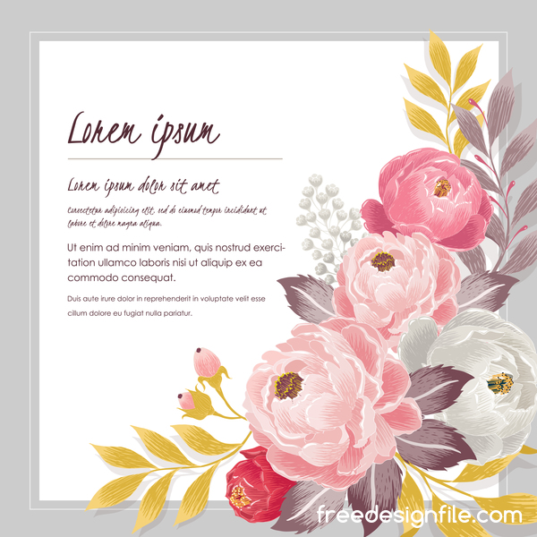 Vintage flower with greeting card for your text design vector 12