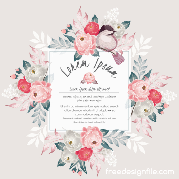 Vintage flower with greeting card for your text design vector 15