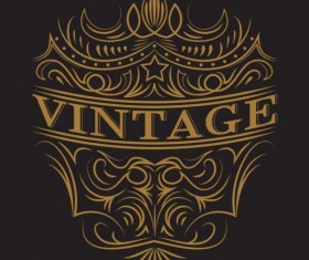 Vintage labels with black blackground vector 02