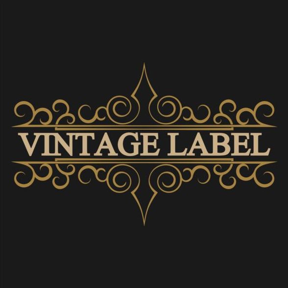 Vintage labels with black blackground vector 03