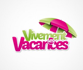 Vivement vacances with beach umbrella illustration vector 01