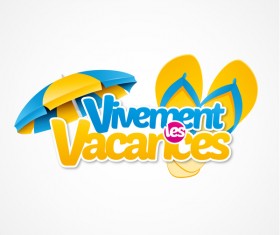 Vivement vacances with beach umbrella illustration vector 02