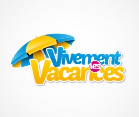 Vivement vacances with beach umbrella illustration vector 03