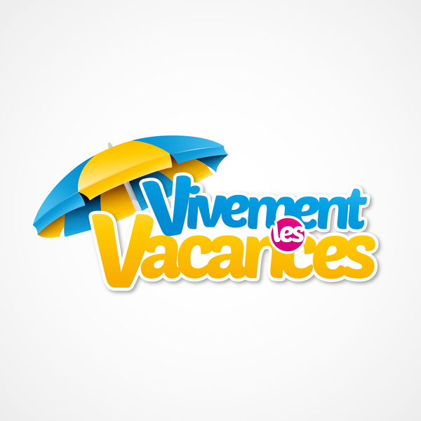 Vivement vacances with beach umbrella illustration vector 03