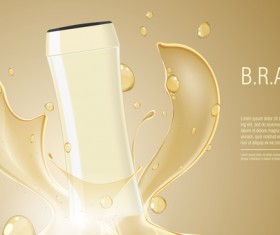 Water splash with cosmetic poster vector 01