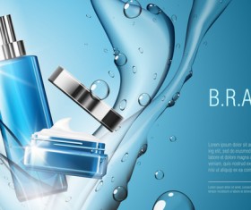 Water splash with cosmetic poster vector 05