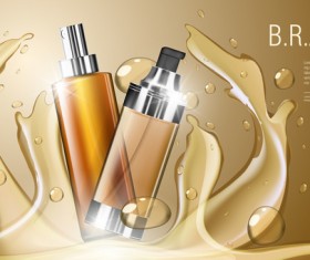Water splash with cosmetic poster vector 07
