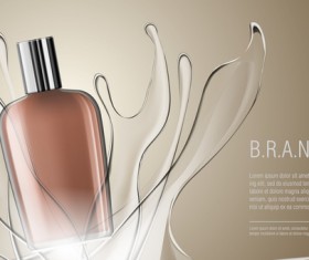 Water splash with cosmetic poster vector 08