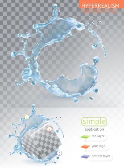 Water splash with transparency with simple application vector 01