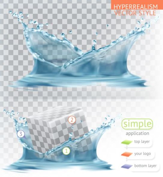 Water splash with transparency with simple application vector 03