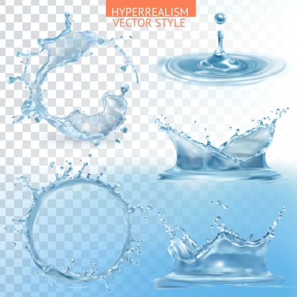 Water splashing with transparency vector set 01