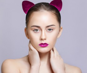 Wear cat ears fresh skin girl HD picture 01