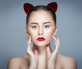 Wear cat ears fresh skin girl HD picture 02