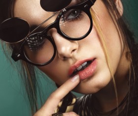 Wearing jewelry with a sunglasses fashion woman Stock Photo 03