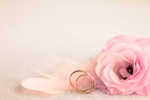 Wedding ring with pink background HD picture