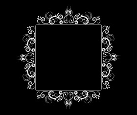 White baroque decor frame retro vector 03