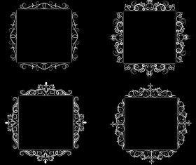 White baroque decor frame retro vector 04