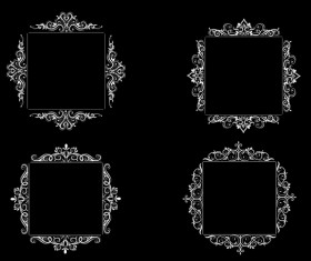 White baroque decor frame retro vector 05