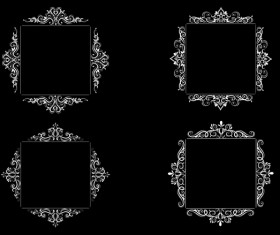 White baroque decor frame retro vector 06