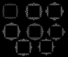 White baroque decor frame retro vector 08