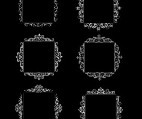 White baroque decor frame retro vector 09