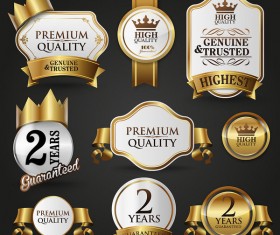 White labels with golden ribbon vector