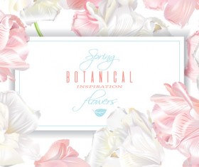 White with pink flower frame vector 02