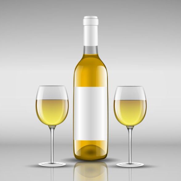 Wine bottle with glass cup vector material 06