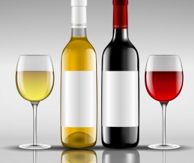 Wine with glass cup vector design 04