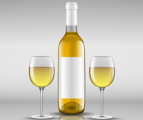 Wine with glass cup vector design 05