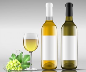 Wine with glass cup vector design 06