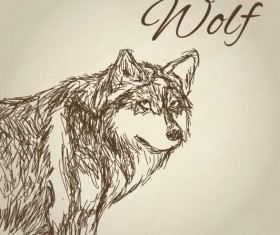 Wolf hand drawing design vector material 03