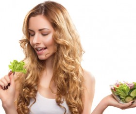 Woman With Salad Stock Photo