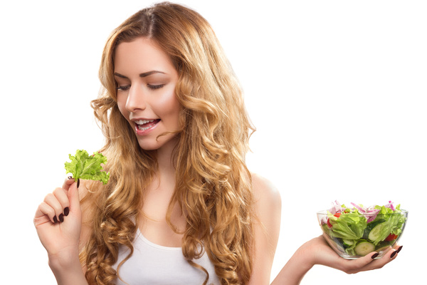 Woman With Salad Stock Photo